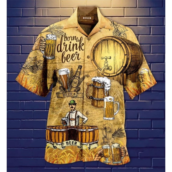 Áo Sơ Mi Tay Ngắn In Họa Tiết Bia 3d Phong Cách Hawaii Thời Trang Đi Biển Cho Nam Và Nữ