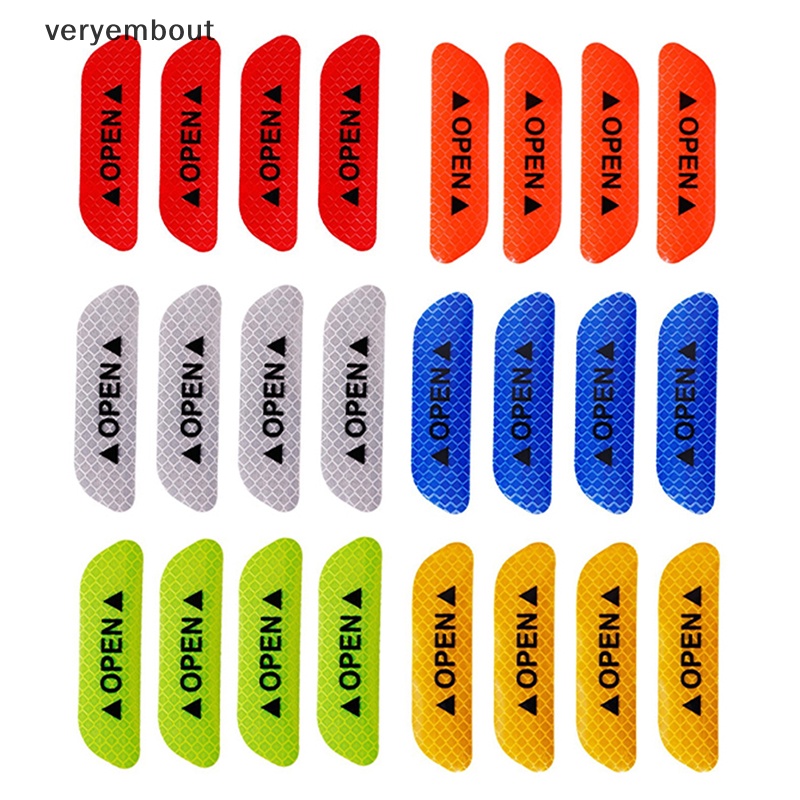 Bộ 4 Miếng Dán Phản Quang Cảnh Báo An Toàn Cho Cửa Xe Hơi / Xe Máy