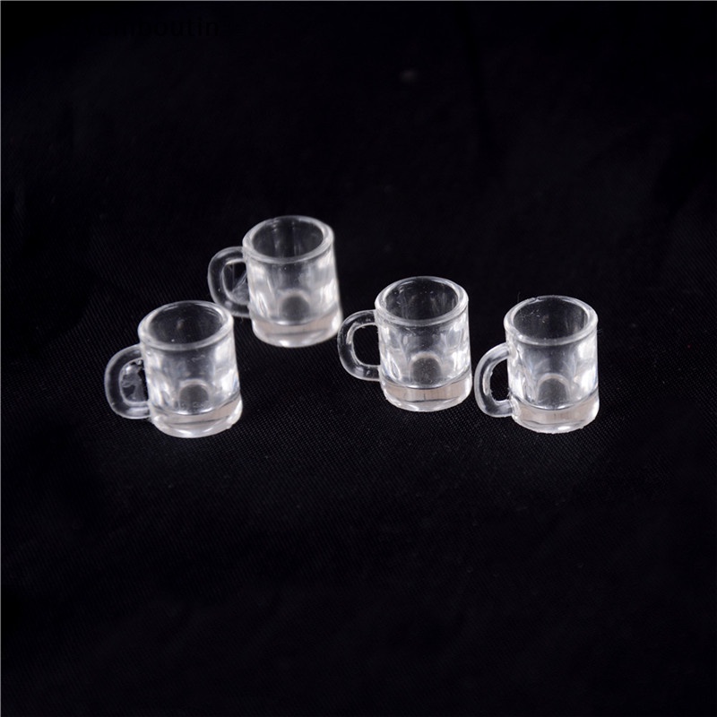 Set 4 Ly Thủy Tinh Uống Bia Bằng Nhựa Tỉ Lệ 1 / 12 Trang Trí Nhà Búp Bê