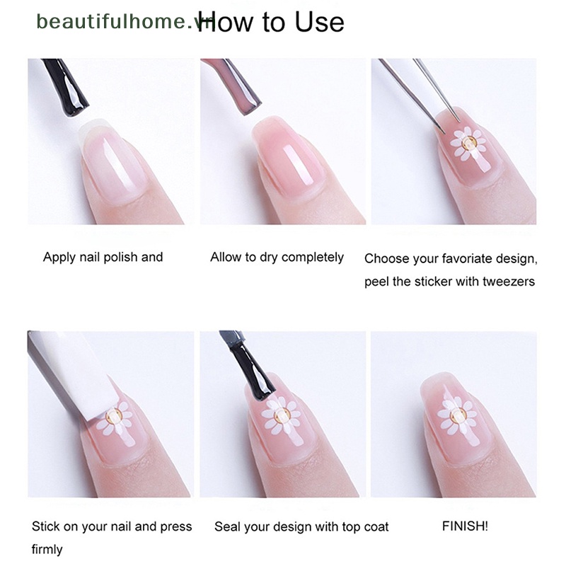 Nhãn Dán Trang Trí Móng Tay Tự Dính Họa Tiết Hoa Dập Nổi 5D