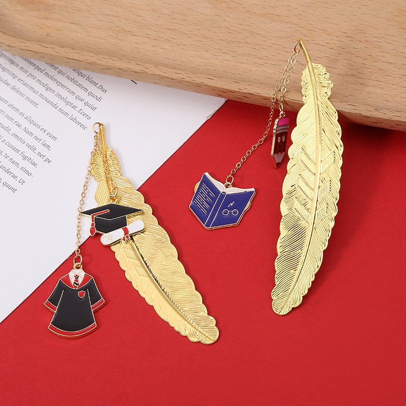 Thẻ Đánh Dấu Trang Sách Hình Lông Vũ Bằng Kim Loại Sáng Tạo