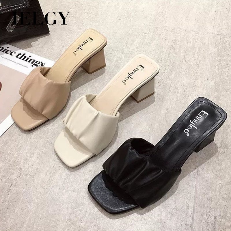 Ielgy Dép Sandal Hở Ngón Gót Dày Thời Trang Đi Biển Mùa Hè Cho Nữ