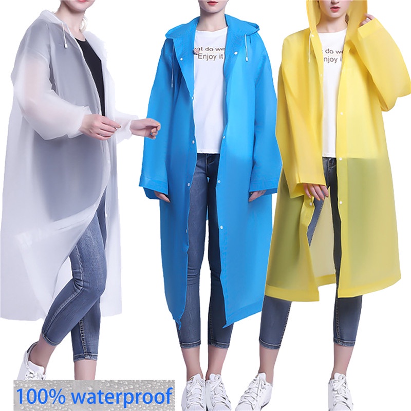 1 Áo Mưa Unisex Bằng EVA Dày Màu Đen Chống Nước Chất Lượng Cao