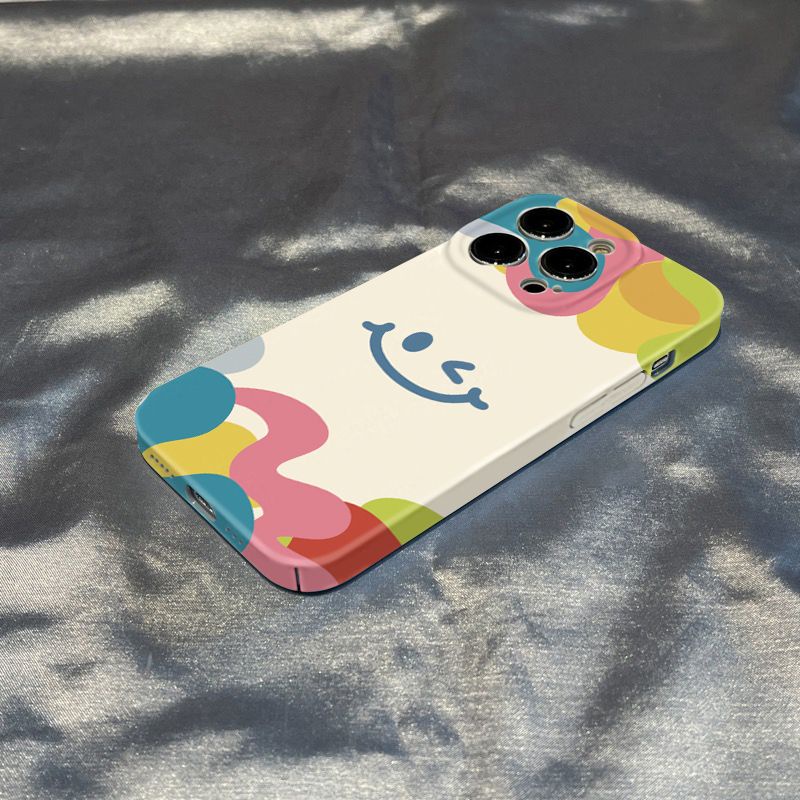 Ốp Điện Thoại Cứng Siêu Mỏng Hình Mặt Cười Đơn Giản Cho Iphone14Promax12Xr13 CU4N 11