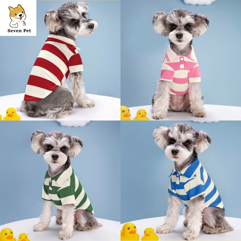 Sevenpet Sọc Thú Cưng Áo Polo Cho Chó Lớn Quần Áo Cho Chó Mỏng Cho Shih Tzu Mùa Hè Chó Con Mèo Áo Thun XS-4XL