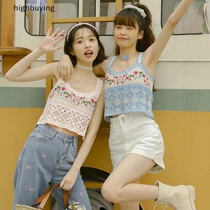 Áo Hai Dây Dệt Kim Dáng Rộng Thêu Họa Tiết Phong Cách Bohemia Cho Nữ