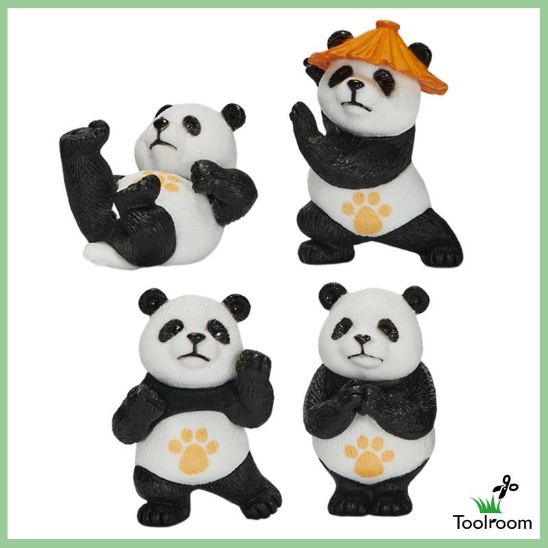 Set 4 Bức Tượng Gấu Trúc Nhỏ Điêu Khắc Trang Trí Nhà Cửa Sân Vườn