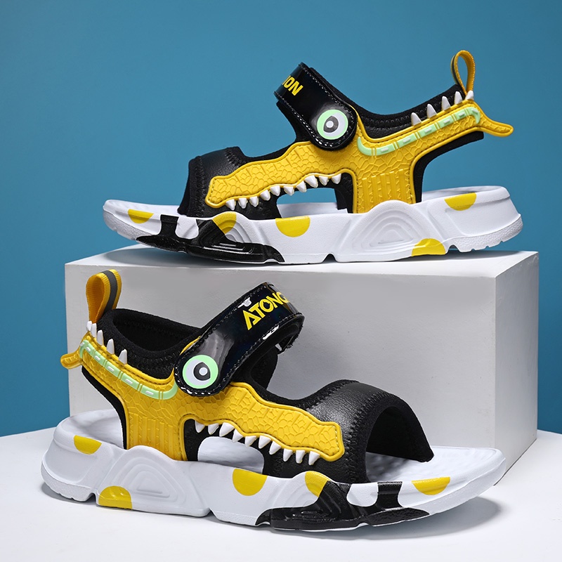 Xăng đan Thể Thao Đế Mềm Thoáng Khí Chống Trượt Hình Khủng Long Cho Bé Trai