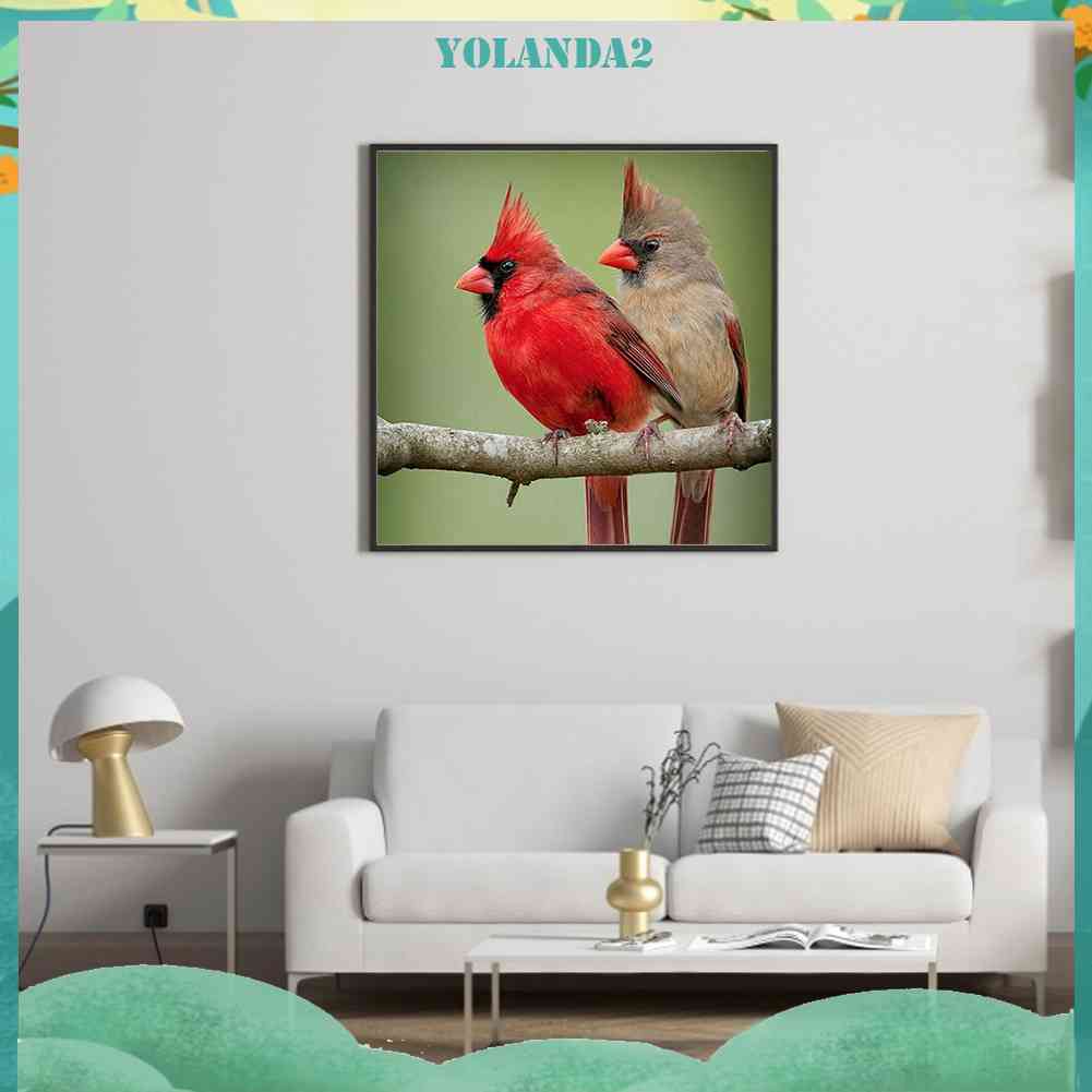 Tranh Đính Đá Kim Cương Toàn Bộ Họa Tiết Chim Và Cây Dùng Trang Trí DIY