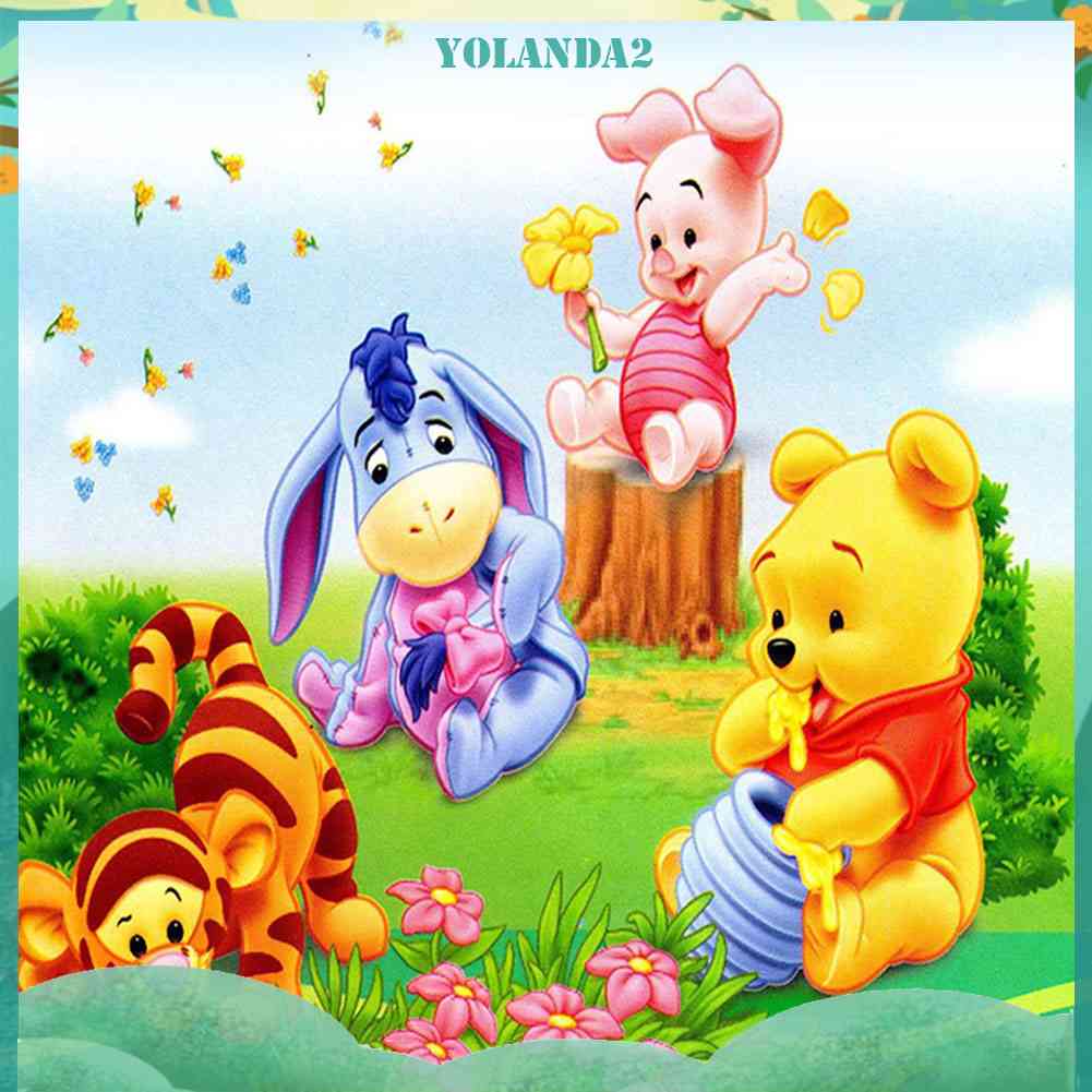 Tranh Đính Đá Kim Cương Toàn Bộ Tròn Hình Winnie the Pooh Và Hổ Trang Trí Nhà Cửa