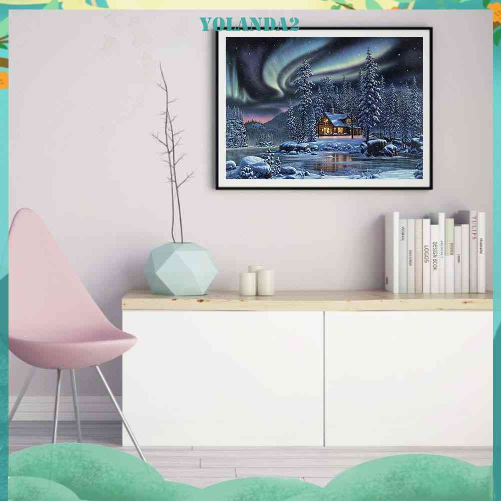 Tranh Đính Đá Kim Cương Toàn Bộ 5D DIY Hình Vẽ Làng Quê Aurora