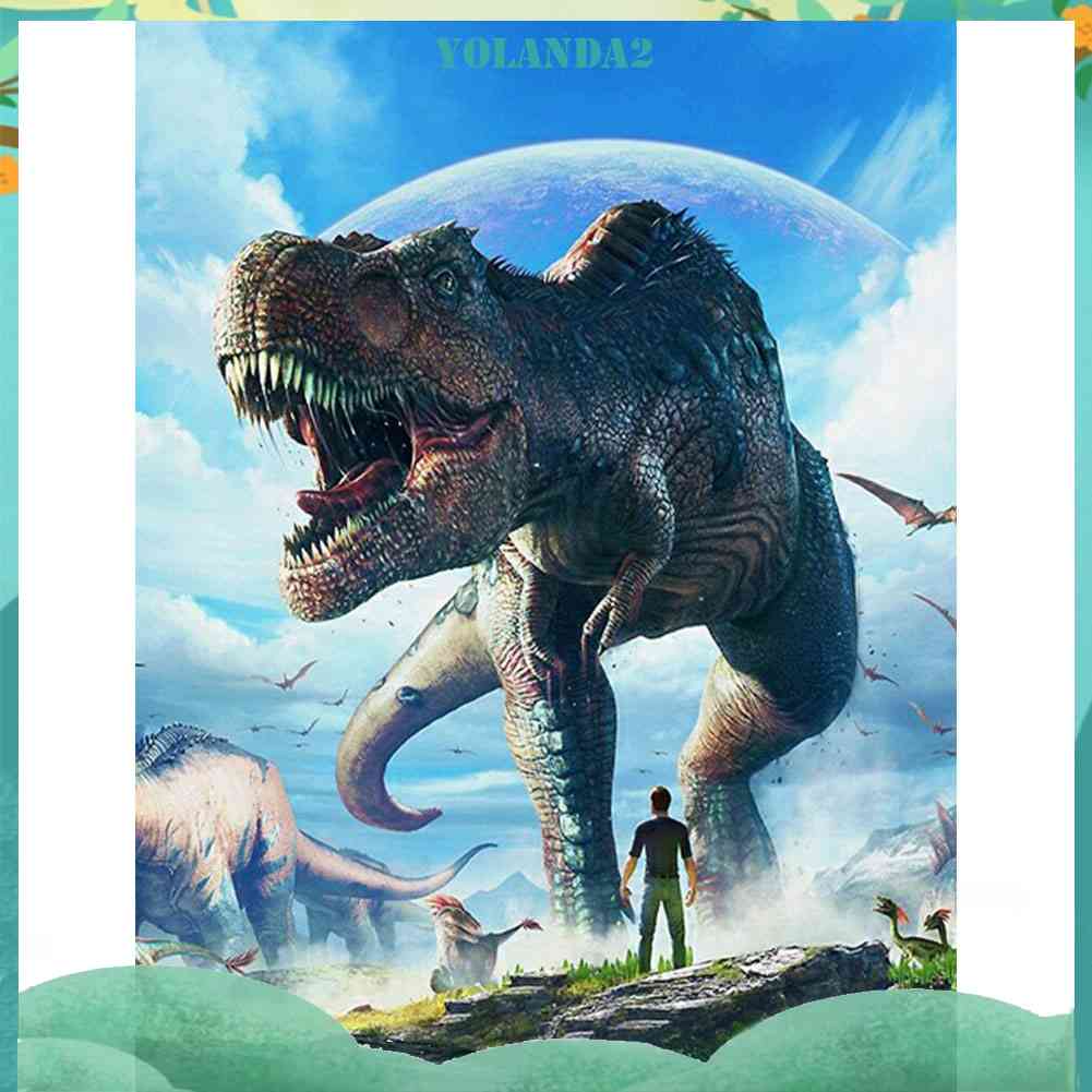 Tranh Đính Đá Kim Cương Toàn Bộ 5D DIY Hình Vẽ Khủng Long Lớn