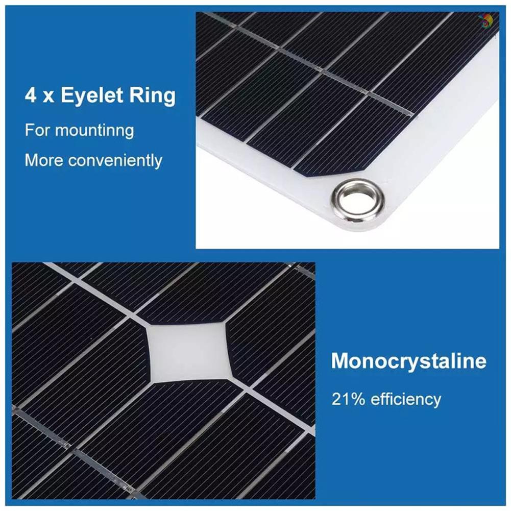 Bộ Bảng Điều Khiển Năng Lượng Mặt Trời 18V 25W Cổng Sạc USB Kép Chống Nước 12 / 24V 100A PWM Cho RV Marine