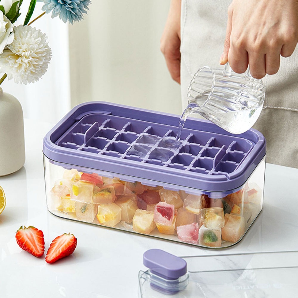Khuôn Nhựa Làm Đá Viên Một Nút Nhấn Tiện Lợi