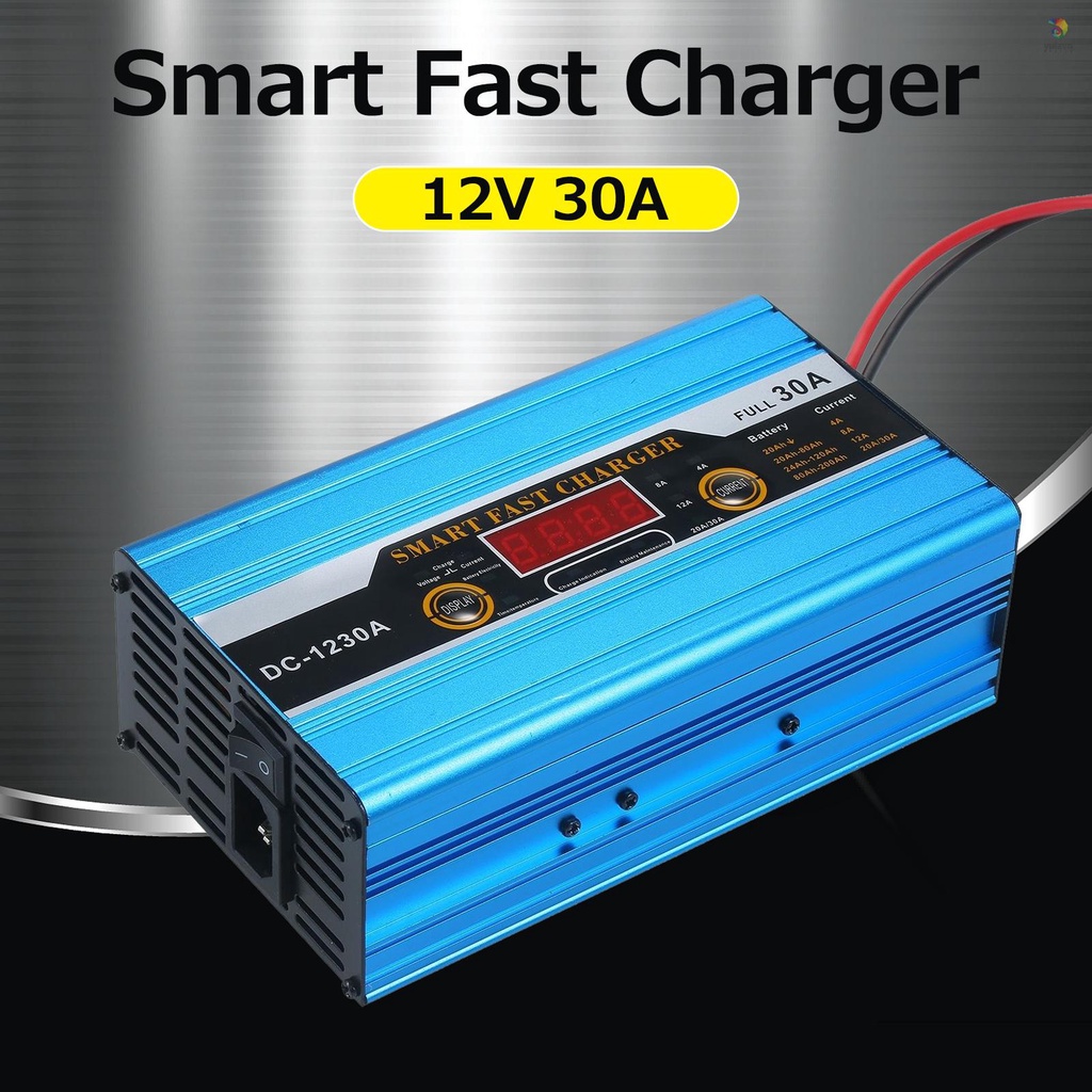 Bộ Sạc Pin Nhanh Thông Minh 12V 30A Có Màn Hình LCD Kỹ Thuật Số Cho Xe Hơi
