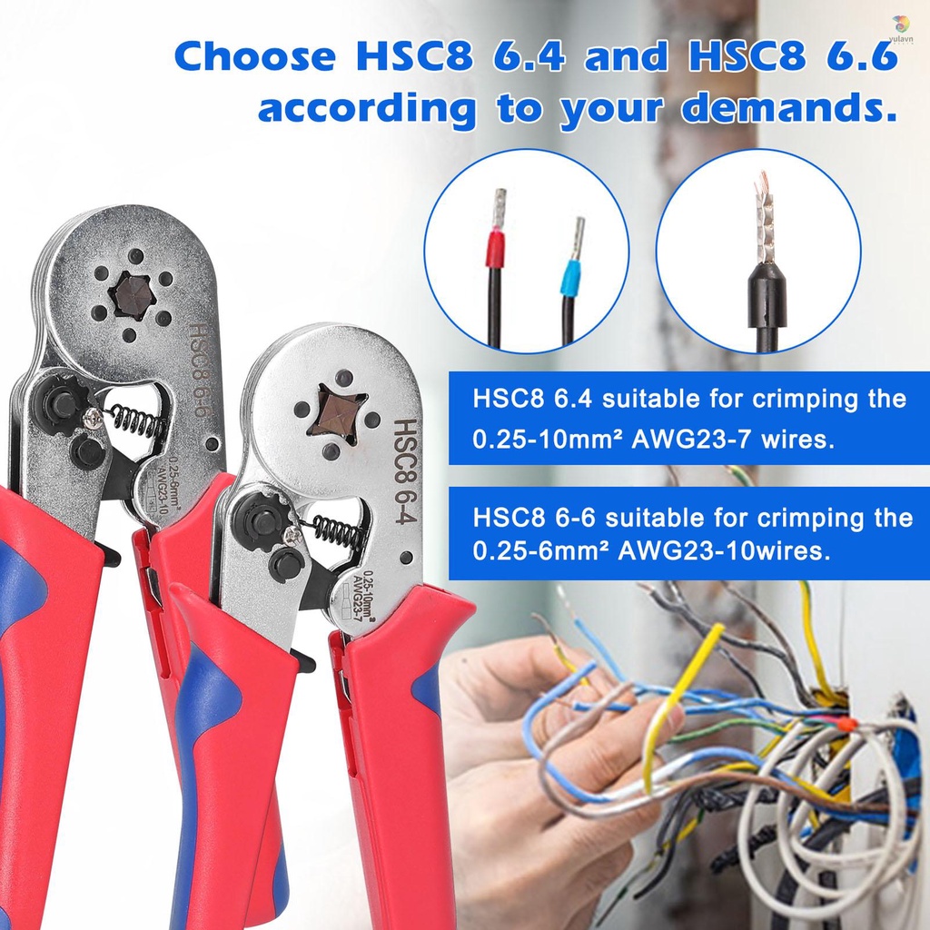 Bộ Kìm Cắt Dây Cáp Cách Nhiệt Đa Năng HSC8 6.4 0.25-10Mm2 AWG23-7 YE-1R 0.2-6.0Mm2