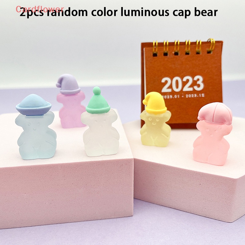 2 Phụ Kiện Trang Trí Hình Gấu Bằng Nhựa Phát Quang Dễ Thương Mới