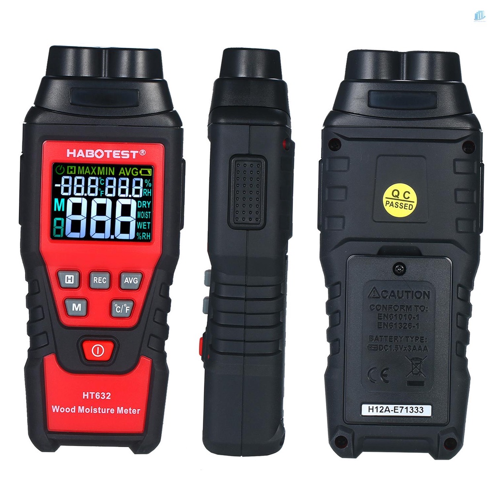 Thiết Bị Đo Độ Ẩm / Nhiệt Độ Gỗ 0-99.9% Kỹ Thuật Số 2 Pin s2mwvn