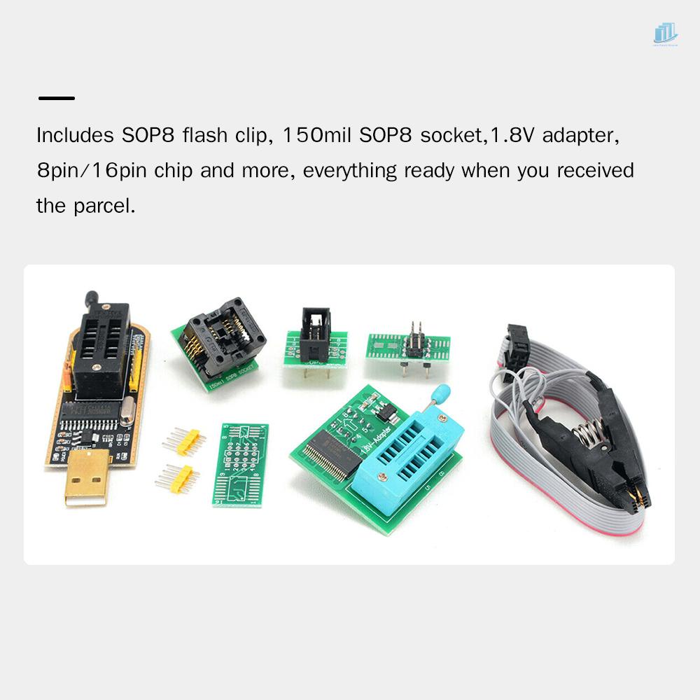 Bộ Lập Trình USB smartwatchinone Có Kẹp SOP8 EEPROM BIOS Flasher SPI Flasher SPI Flash Với Bộ Lập Trình 1.8V Và 150 Phút SOP8 Ổ Cắm 24 / 25 Series