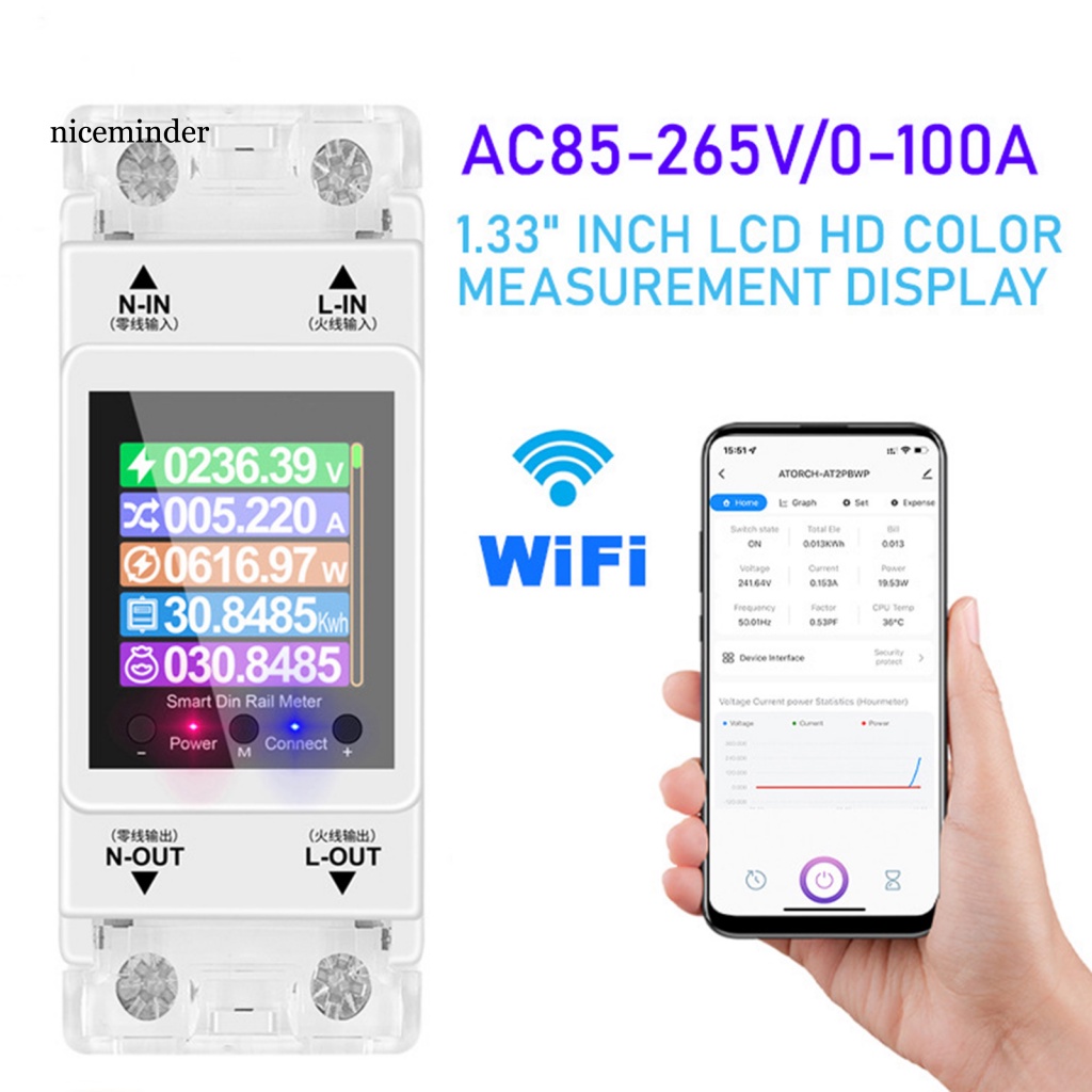 Thiết Bị Đo Năng Lượng Điện Tử NC 100A Chống Nhiễu Bảo Vệ Màn Hình Kỹ Thuật Số