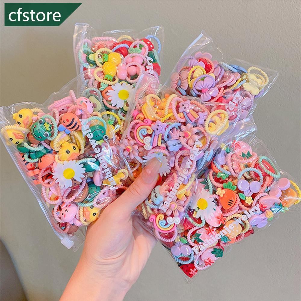 Bộ 20 Dây Cột Tóc Co Giãn Hình Nơ Hoạt Hình Dễ Thương Cho Bé Gái W9Z2