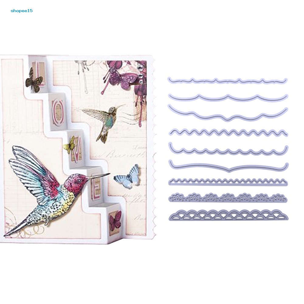 Khuôn Cắt Giấy Làm Từ Kim Loại Hình Gợn Sóng Trang Trí Scrapbook