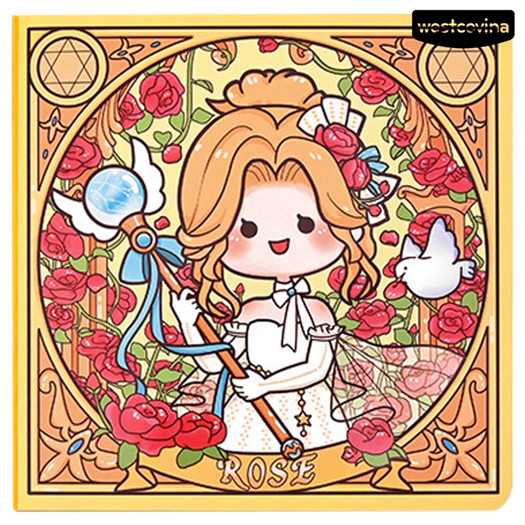 [COD]♪1 Bộ Sổ Tay Kèm Miếng Dán Đánh Dấu Trang Sách Hình Vuông Họa Tiết Hoa Hoạt Hình Nghệ Thuật