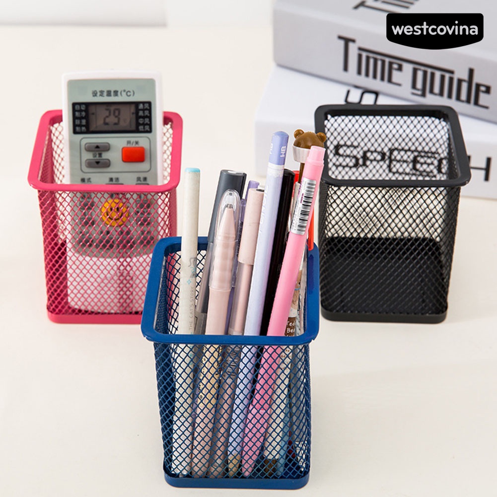 [COD]♪Giá Đỡ Bút Bằng Kim Loại Dạng Lưới Để Bàn Văn Phòng Tiện Lợi