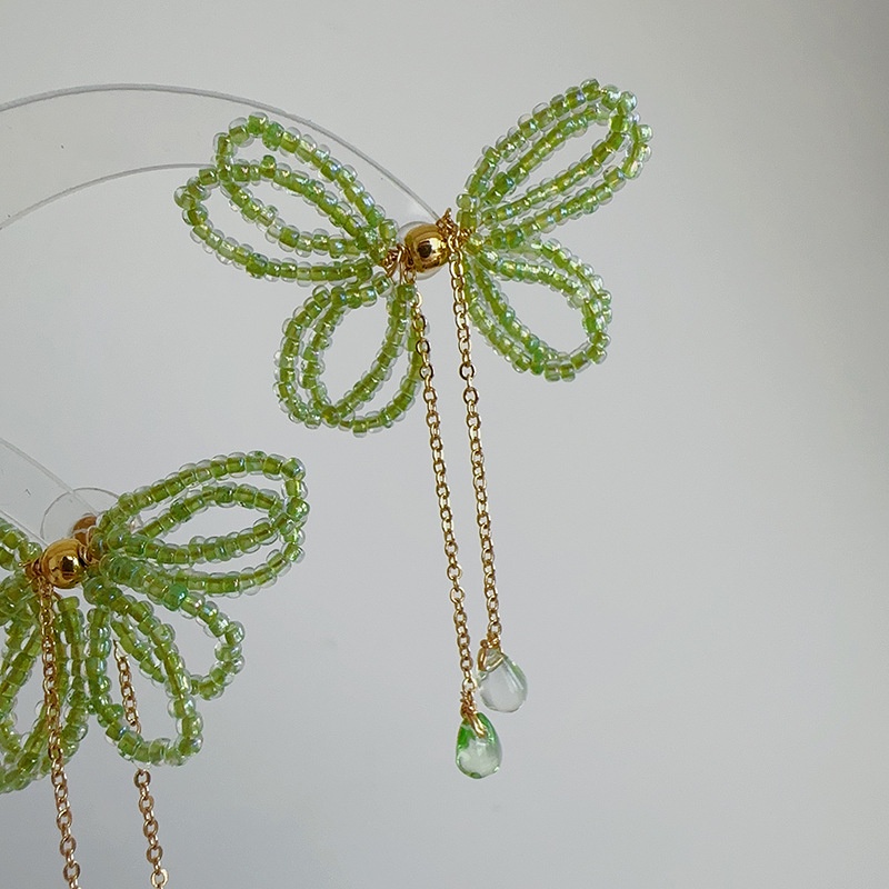 Hoa Tai Tua Rua Hình Giọt Nước & Bướm Đính Hạt