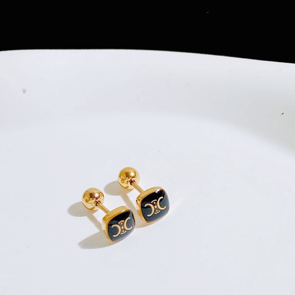 Khuyên Tai Đinh Tán Hình Học Bằng Thép Titan Epoxy Đơn Giản Dễ Phối Đồ Mori Series Khí Chất