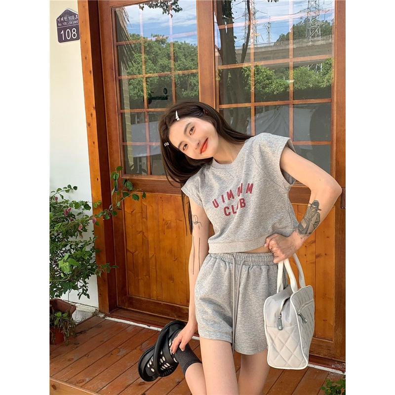 Bộ Đồ Thể Thao Áo Thun Phối Quần Short Thời Trang Mùa Hè Cho Nữ Sinh