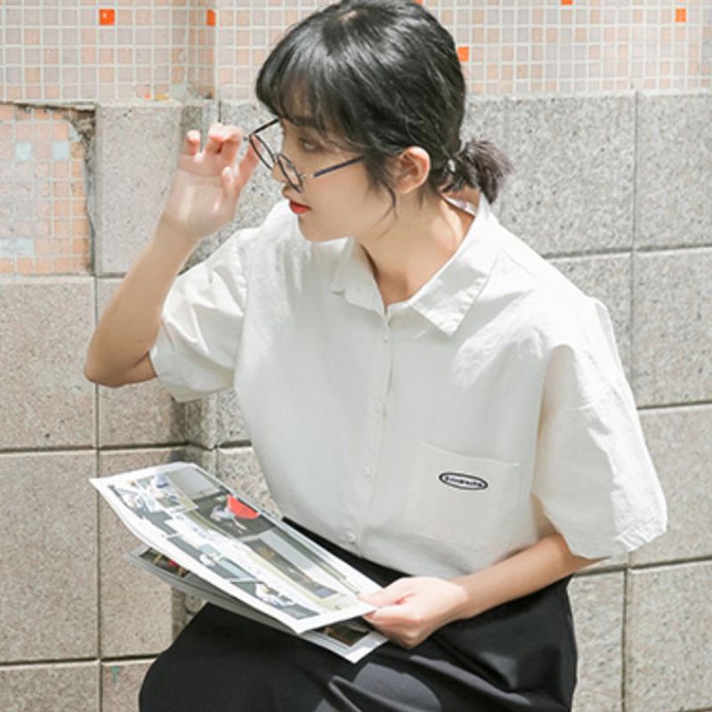 Áo Sơ Mi Tay Ngắn Dáng Rộng Phong Cách Hàn Quốc Thời Trang Mùa Hè Cho Nữ