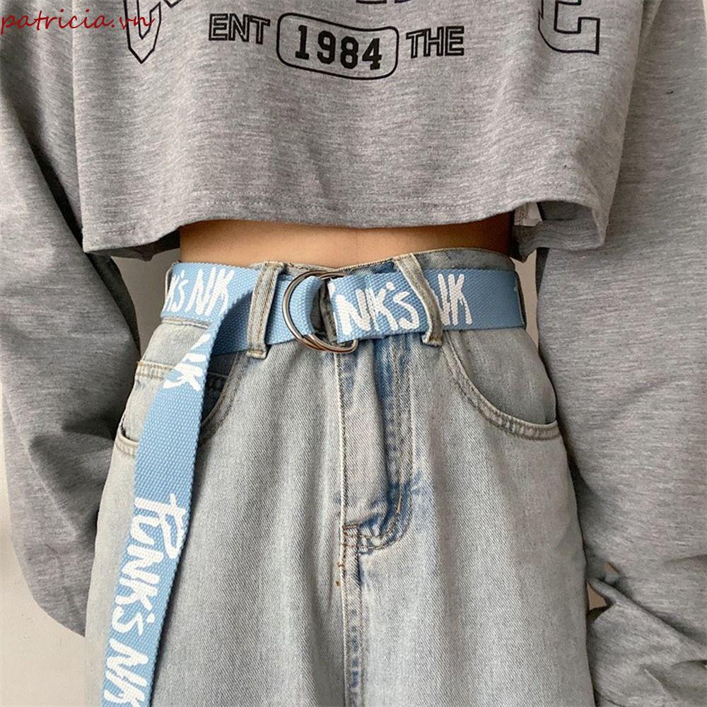 Thắt Lưng Vải Canvas In Chữ Phong Cách Retro Hàn Quốc Thời Trang Cho Nam Nữ