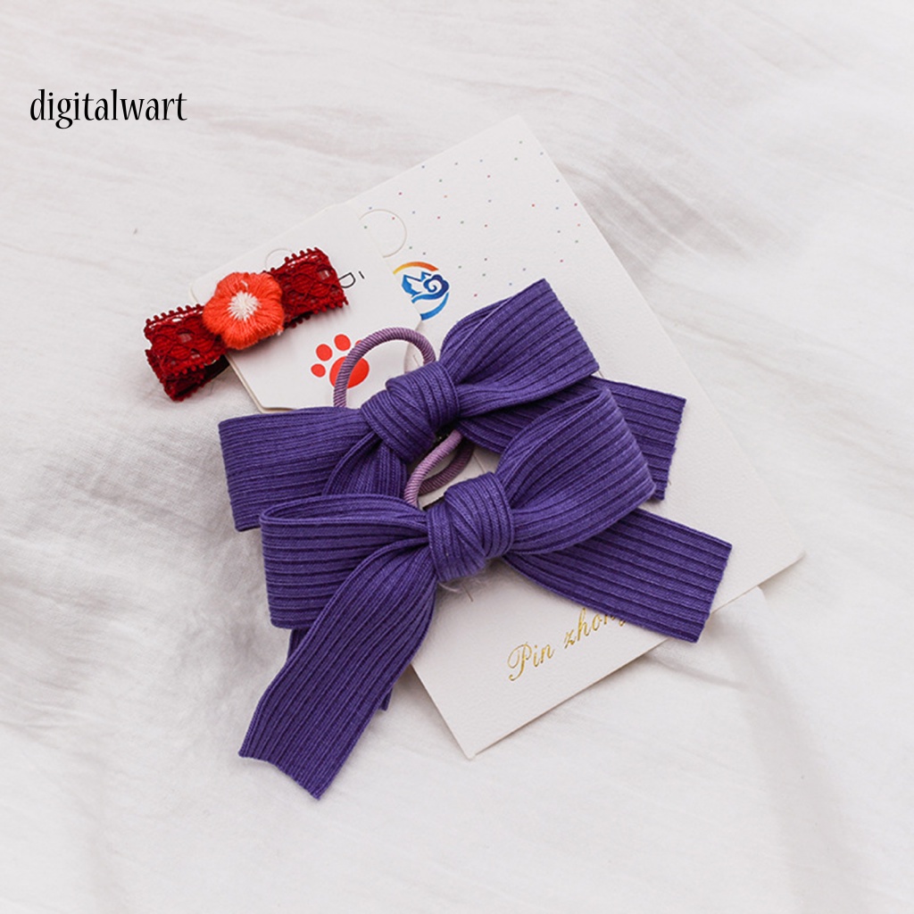 Kỹ Thuật Số| Set 2 Dây Cột Tóc Co Giãn Đính Nơ Dệt Kim Cho Nữ