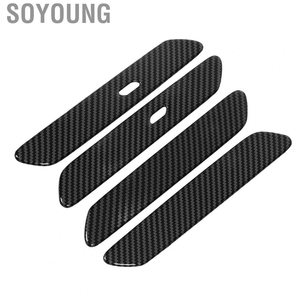 Soyoung Car Door Handle  Lightweight ABS Plastic Side Door Handle Cover Trim Carbon Fiber Style for Automotive