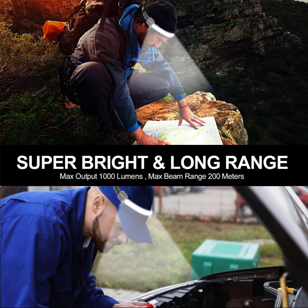 Đèn Pin Đội Đầu Chống Nước Có Thể Sạc Lại Bằng Cổng USB