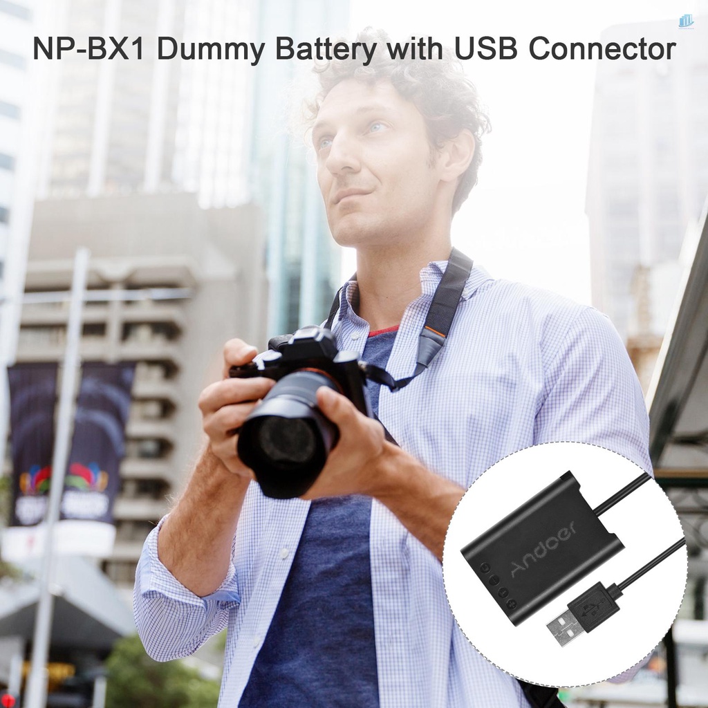 Bộ Nối Pin Andoer NP-BX1 DK-X1 Với Cáp Kết Nối USB Sang NPBX1 Cho Pin DSC-RX1 / RX1R / RX100 II Iiii IV VI VII / M7 M6