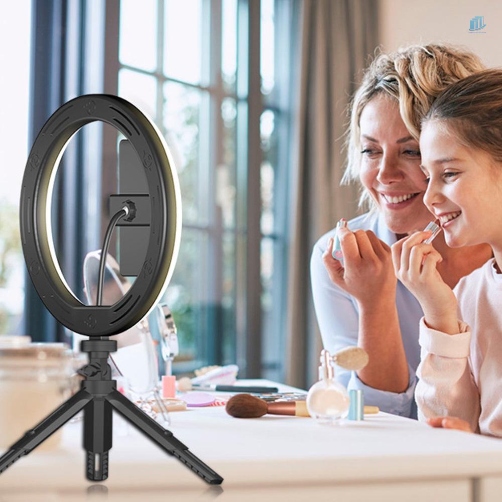 Bộ Vòng Đèn LED smartwatchinone 10 Inch USB 3 Màu Tùy Chọn Kèm Giá Đỡ Điện Thoại Đầu Bi Để Bàn