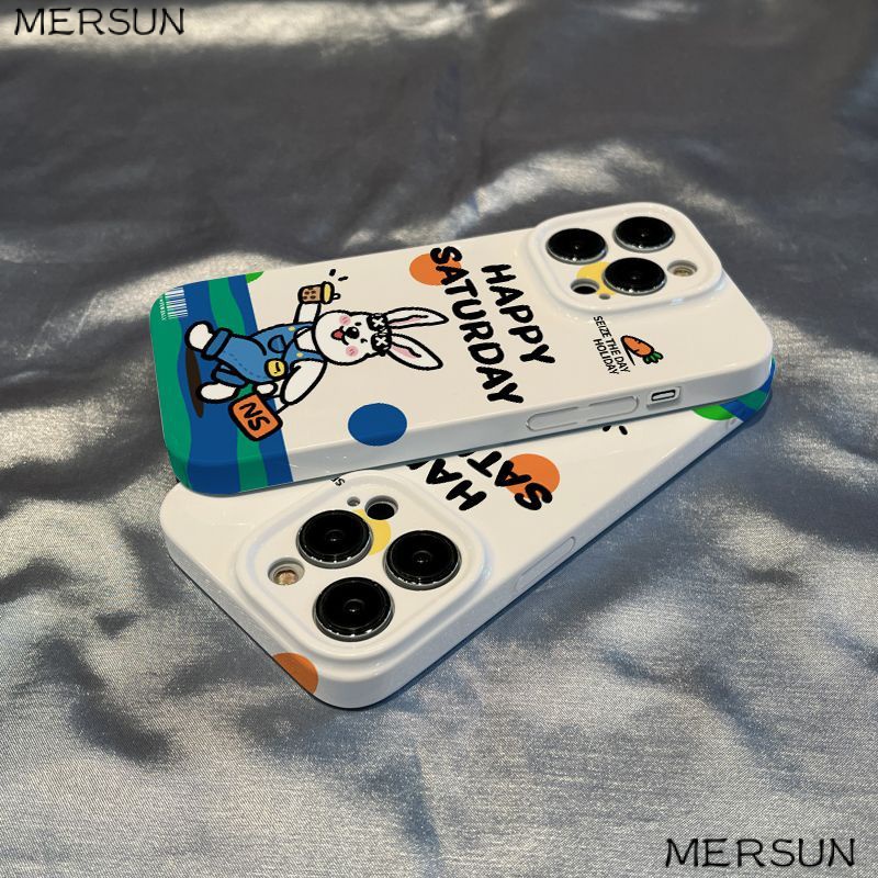 Ốp Điện Thoại Họa Tiết Thỏ Đáng Yêu Cho Iphone 14promax11 / 8xriPhone12 / xs Apple 13 / plus / Happy 7 XZPH