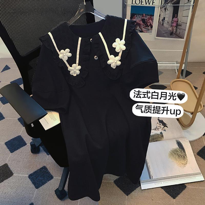 [F &amp; X] Đầm Đen Cổ Búp Bê Phong Cách Hepburn Ngọt Ngào Dáng Rộng Cho Nữ