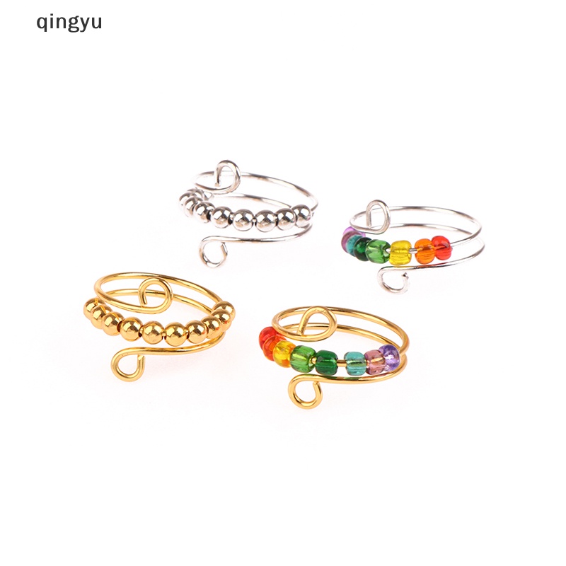 Qingyu Nhẫn Hạt Mưa Xoay Tự Do Giảm Căng Thẳng Phong Cách Bohemian
