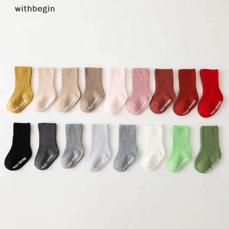 Vớ Cao Su Cổ Trung Chống Trượt Họa Tiết Kẻ Sọc Dọc Cho Trẻ Em