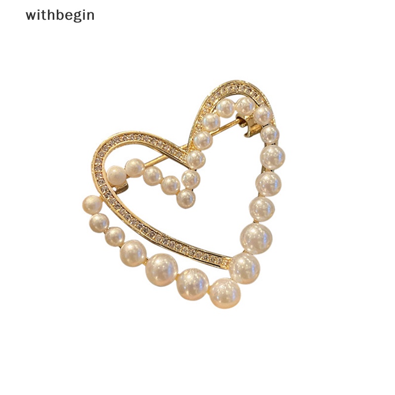 Ghim Cài Áo Hình Trái Tim Đính Pha Lê / Ngọc Trai Thời Trang