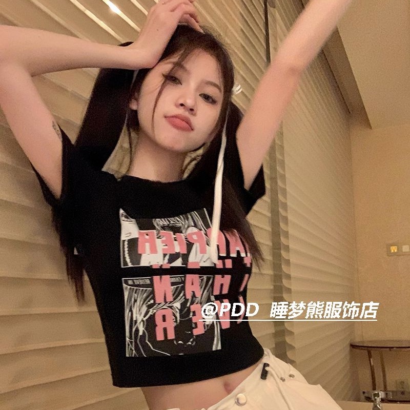 COZOK Áo Thun Ngắn Tay Cổ Tròn Dáng Ôm In Họa Tiết Thời Trang