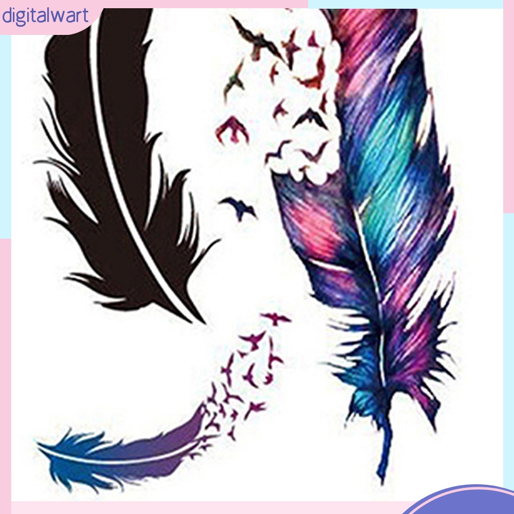 Hình Xăm Dán Họa Tiết Lông Vũ 3D Nhiều Màu Sắc Chống Thấm Nước Có Thể Tháo Rời