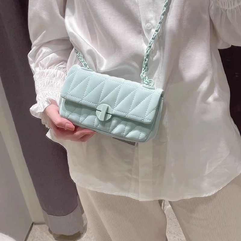 Ielgy Túi Xách Đeo Vai Hình Vuông Cỡ Nhỏ Bằng Vải Kết Cấu Hình Thoi Chất Lượng Cao Thoải Mái Dễ Phối Đồ Cho Nữ