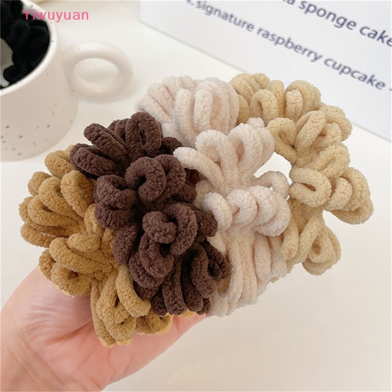 Dây Buộc Tóc Cao Su Co Giãn Bọc Vải Lông Mềm Mại Màu Trơn Thời Trang Thanh Lịch Dành Cho Bạn Nữ