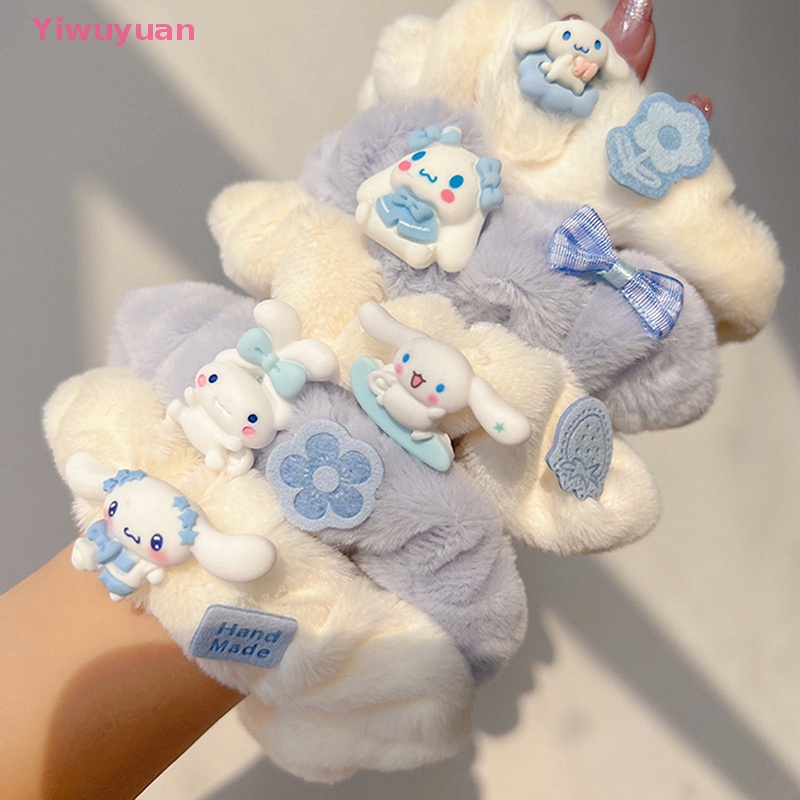 < Yiwuyuan > Dây Buộc Tóc Đính Lông Xù Mềm Mại Hình Chú Chó Tai To Handmade Mùa Đông Dành Cho Bạn Gái