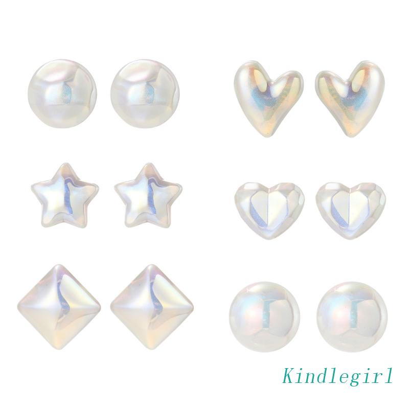 Bông Tai Đính Ngọc Trai Hình Trái Tim Thiết Kế Không Đối Xứng Thời Trang Cho Nữ