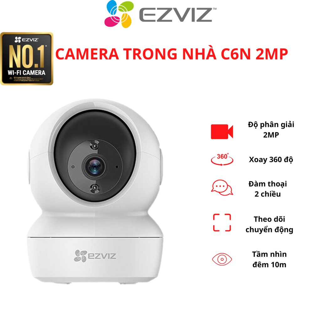 Camera IP WIFI trong nhà xoay 360 Ezviz C6N 1080p 2M, C6N 4MP 2K chính hãng, bảo hành 24 tháng